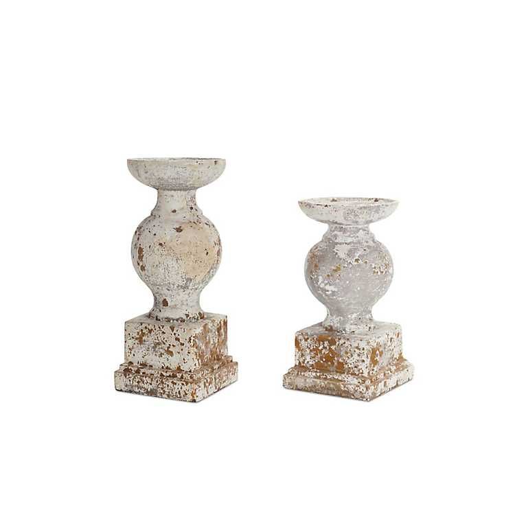White Cement Candle Holders, Set of 2 | Kirkland's Home