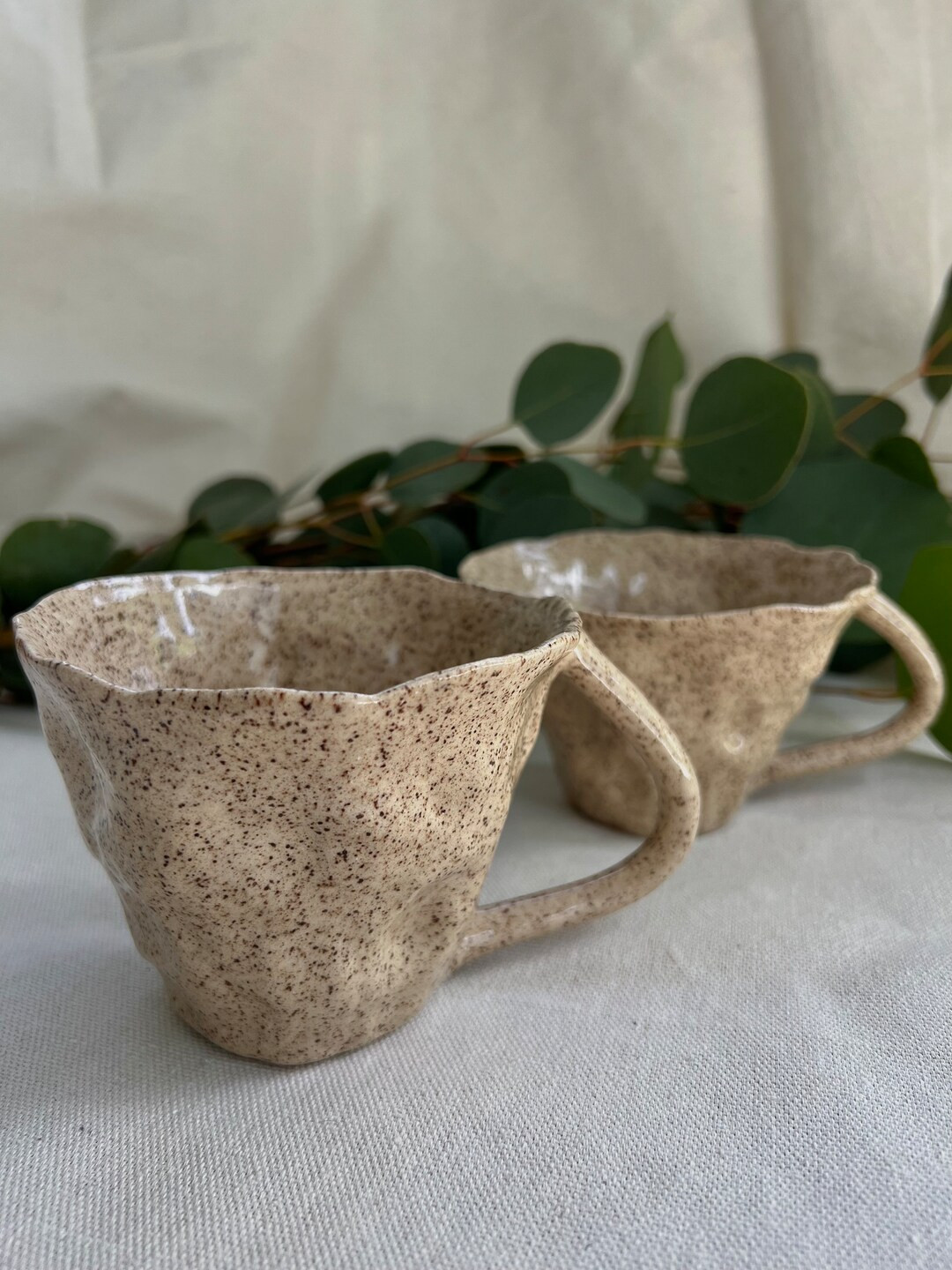 Handmade ceramic speckled mug, irregular form tea mug, rustic hand pinched, gift,pottery drinkwar... | Etsy (US)