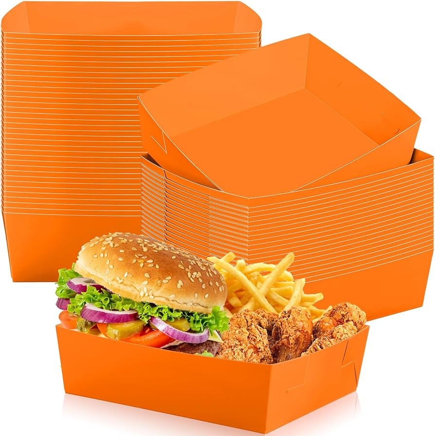 Uiifan 5 lb Extra Large Paper Food Trays Disposable Food Boat Nacho Plate Serving Snack Trays Gre... | Amazon (US)