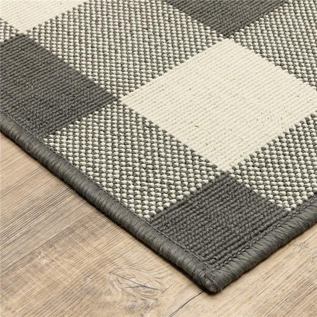 HomeRoots 389623 2 x 4 ft. Gray & Ivory Gingham Indoor & Outdoor Area Rug | Walmart (US)