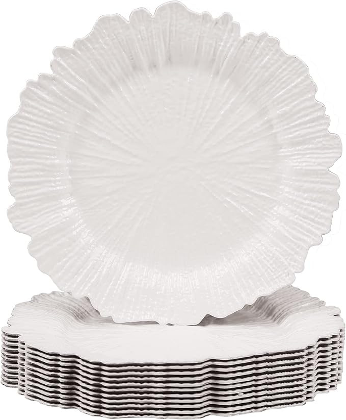 MAONAME White Charger Plates Set of 12, Reef Plate Chargers for Dinner Plate, Plastic Decorative ... | Amazon (US)
