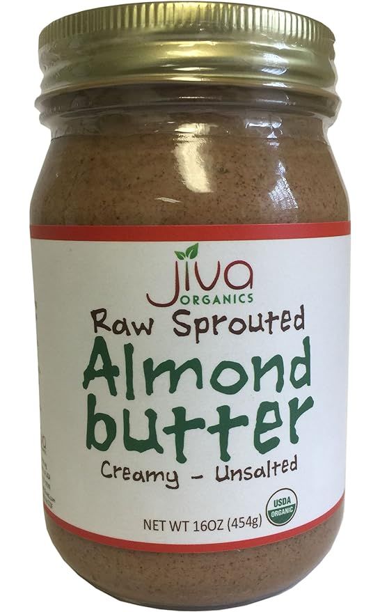Jiva Organics RAW SPROUTED Organic Almond Butter 16-Ounce Large Jar | Amazon (US)