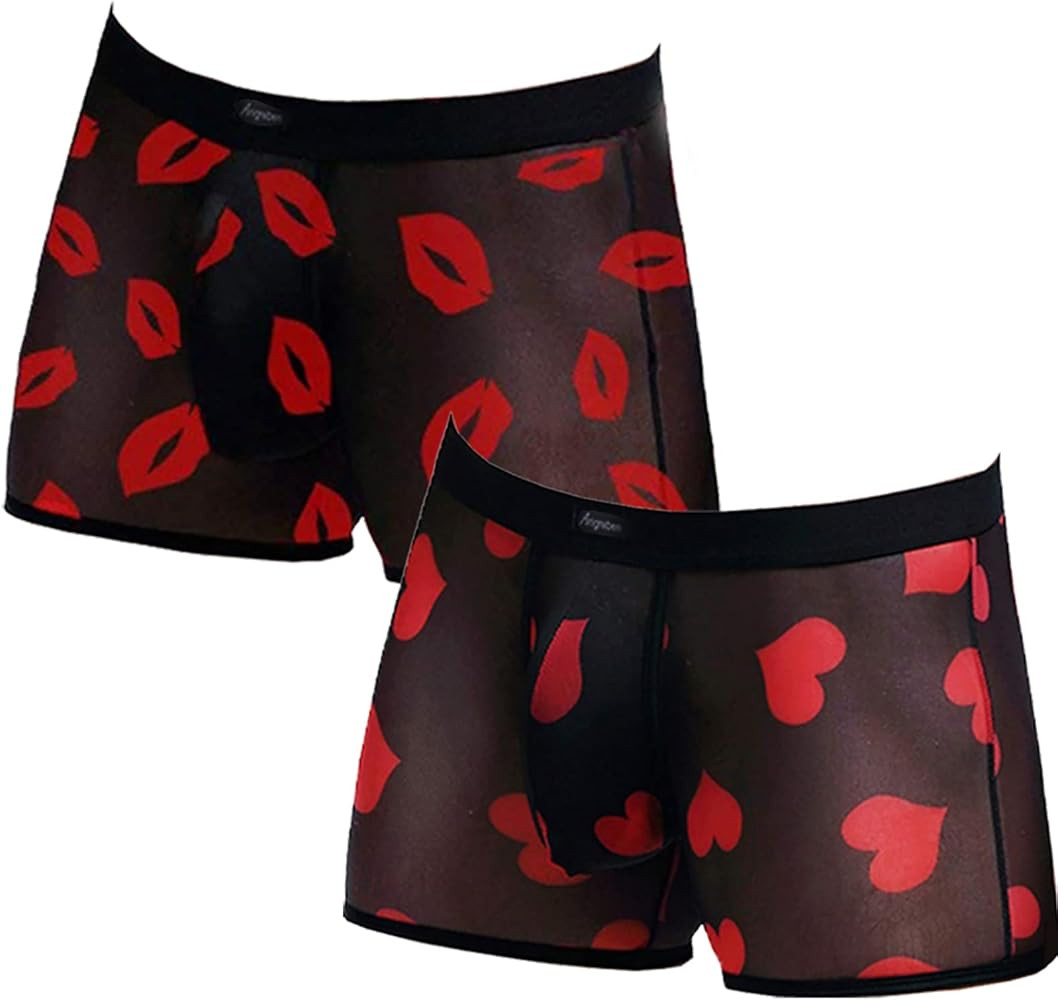 Evankin Men's Underwear Sexy Mesh Breathable Boxer Briefs Low Rise Cool Valentines Boxers Pack Se... | Amazon (US)