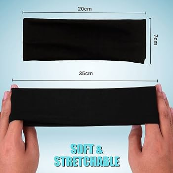 Gekvo 7cm Black Unisex Headbands for women’s hair – Stretchy Head Band for doing Workout, Yog... | Amazon (UK)