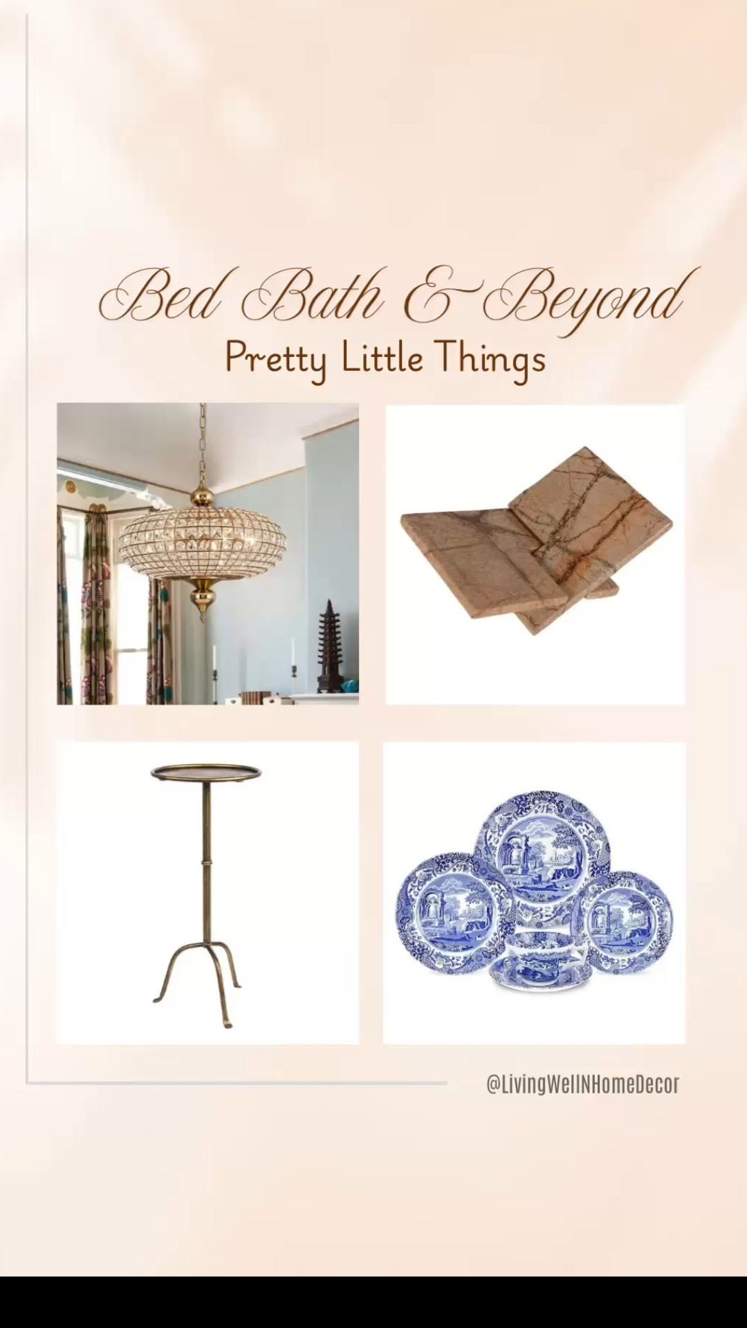 All the pretty things found on Bed Bath and Beyond! 

Antique Brass, light fixture, marble, book display, drink table , french country, spode, blue and whitee

#LTKHome #LTKOver40 #LTKdayinmylife