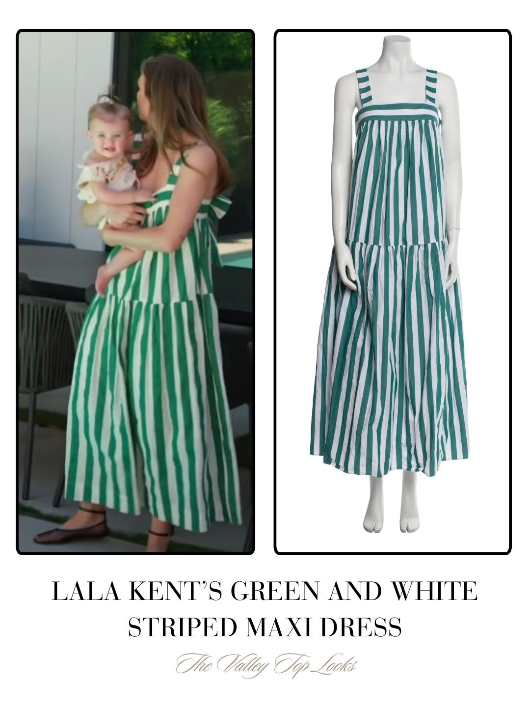 Lala Kent's Green and White Striped Tie Back Maxi Dress 

 
