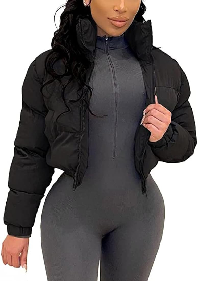 Fiona Jolin Puffer Jacket Womens Cropped Lightweight Zip Up Qulited Down Jackets Warm Padded Wint... | Amazon (US)