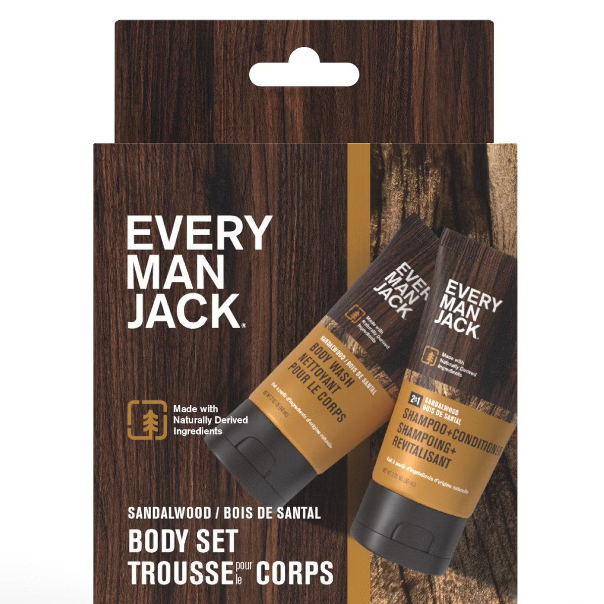 Every Man Jack Men's Sandalwood Body Trial & Travel Pouch Set - Body Wash, 2-in-1 Shampoo + Condi... | Target