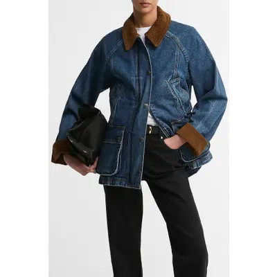 Barbour Modern Beadnell Denim Jacket in Mid Blue Denim/classic at Nordstrom, Size 10 | Nordstrom