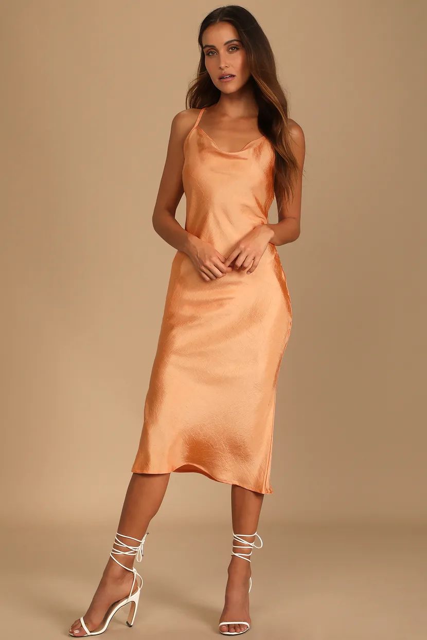 Lowe Light Orange Strappy Midi Dress | Lulus (US)