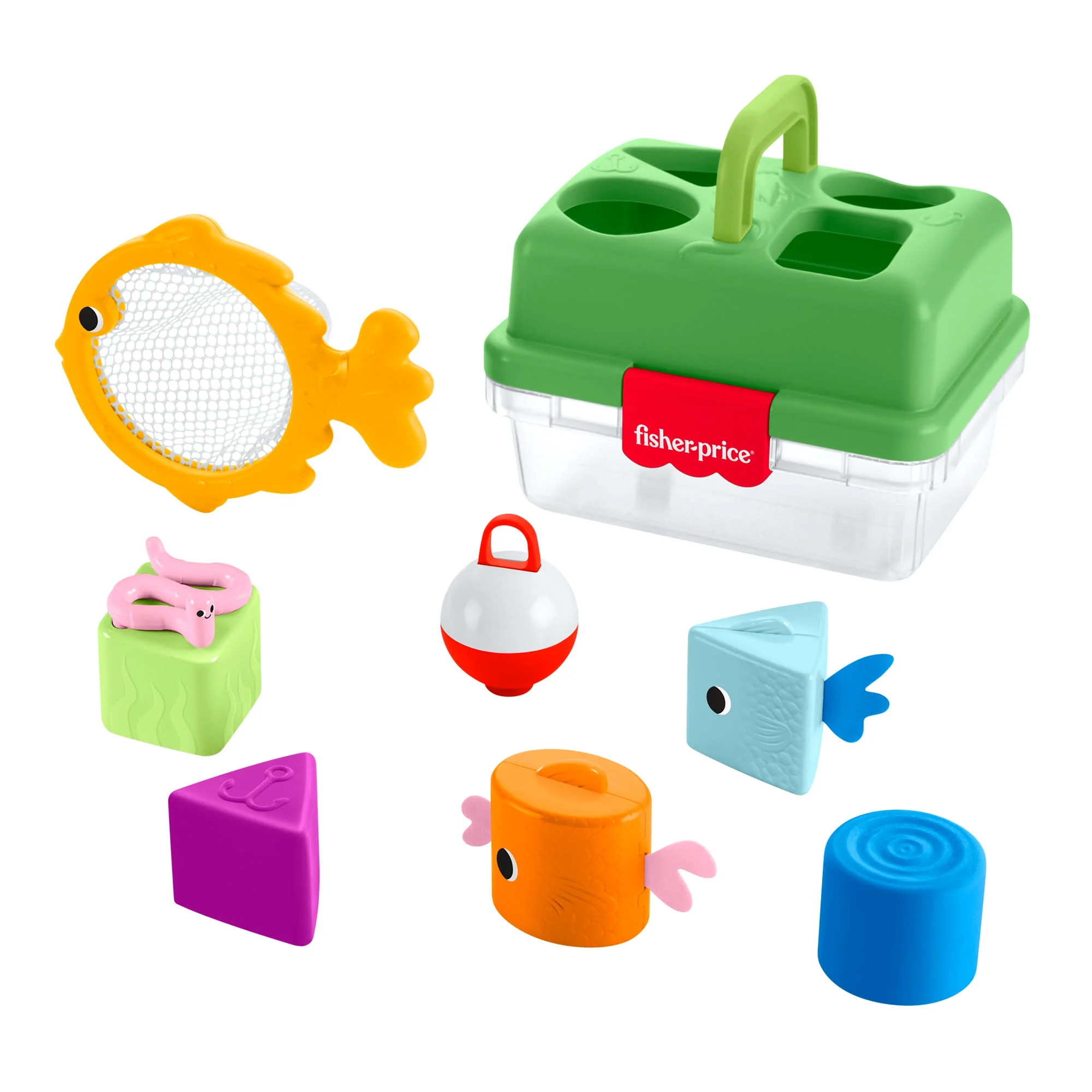 Fisher-Price Friendship Forest Sort & Store Tackle Box Baby Toy with 6 Shape Blocks & Fishing Net | Walmart (US)