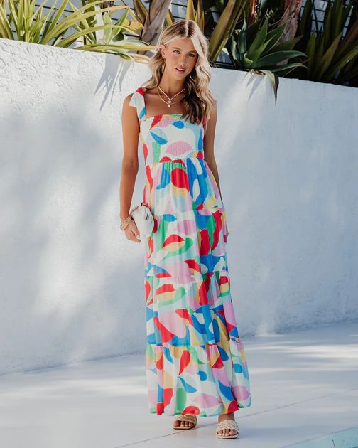 Good Times Roll Printed Smocked Maxi Dress | VICI Collection