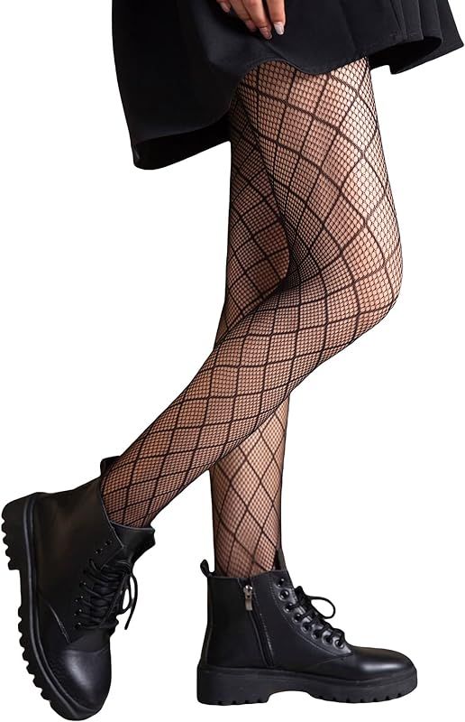 Women's Sheer Mesh Heart Patterned Tights High Waist Footed Pantyhose Stockings | Amazon (US)