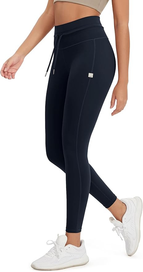 ODODOS Women's Drawstring Tie Daily Leggings 25" / 28" High Waist Workout Yoga Pants | Amazon (US)