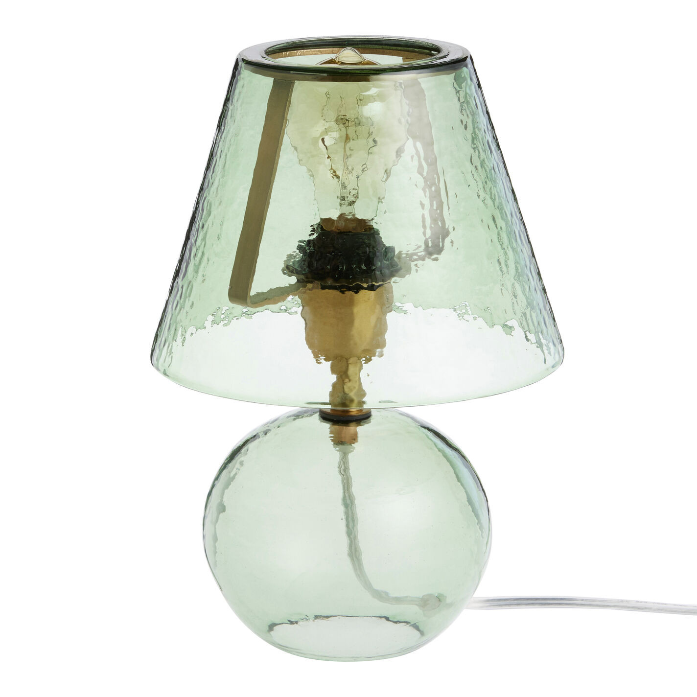 Becca Mini Glass and Brass Metal Textured Table Lamp | World Market