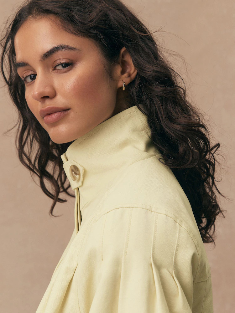 Lemon Yellow Cotton Funnel Neck Jacket | Next US