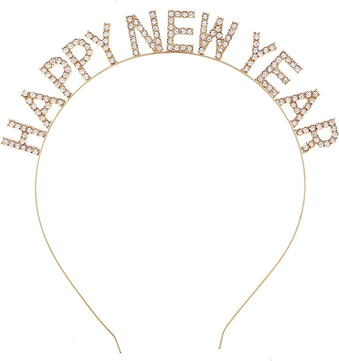 Happy New Year Headband Tiara,New Year Eve Women's Sparkly Rhinestone New Year Tiara Headband Par... | Amazon (US)
