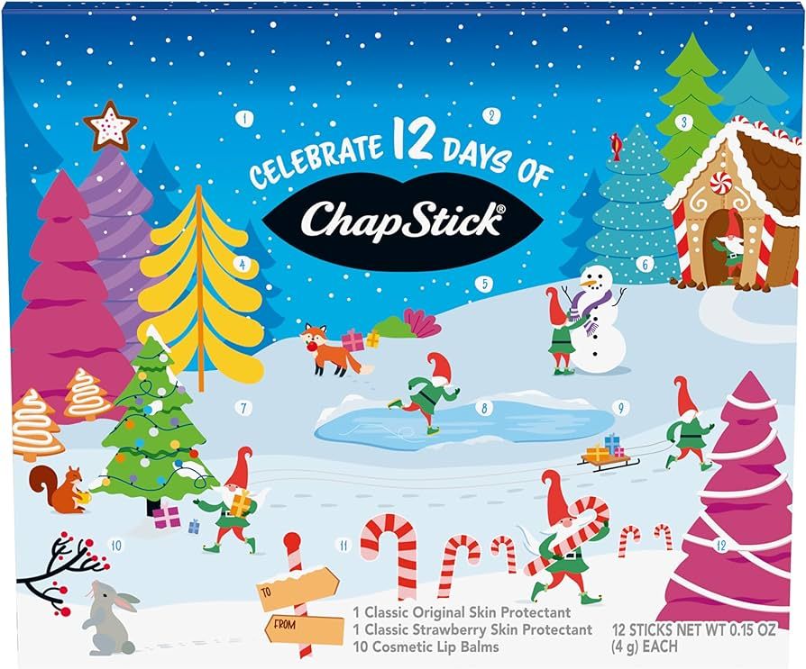 ChapStick 12 Days of Holiday Advent Calendar Lip Balm Gift Set - 0.15 Oz | Amazon (US)