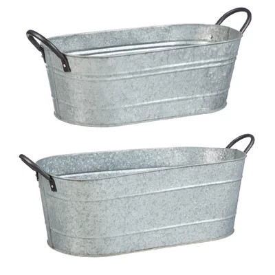 2 Piece Galvanized Metal Bucket Set | Wayfair North America