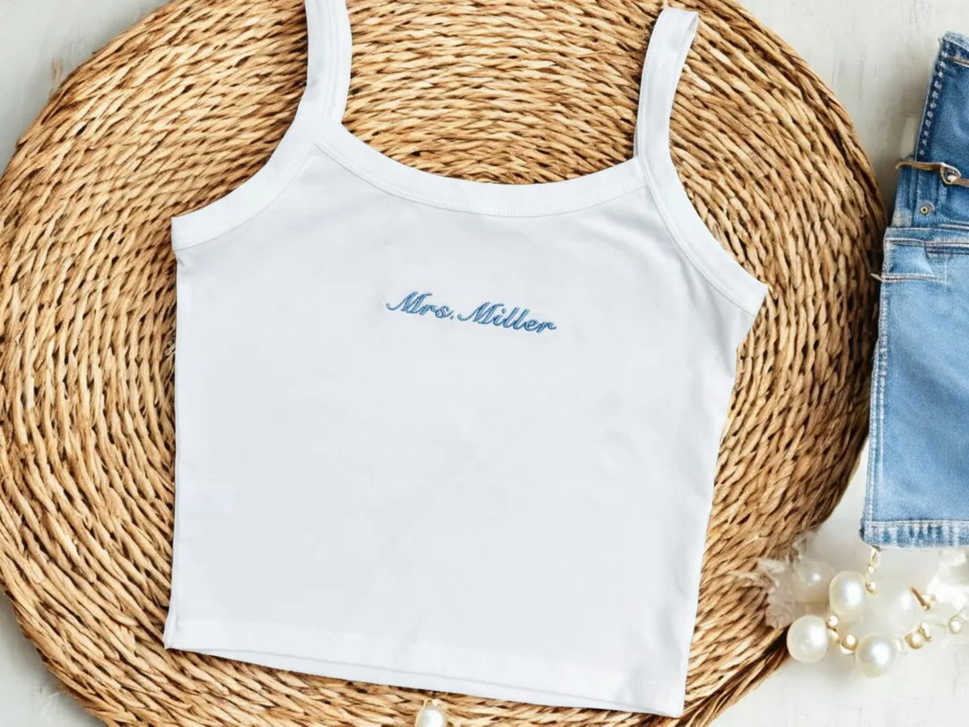 Custom Embroidered Bridal Tank Top Mrs Name – Personalized Wedding Top for Bride, Bridesmaid Gi... | Etsy (US)