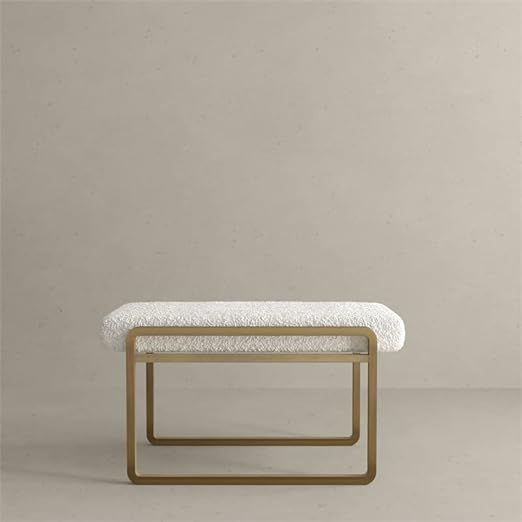 American Home Classic Cole Modern Stainless Steel/Boucle Stool in Brass/Ivory | Amazon (US)