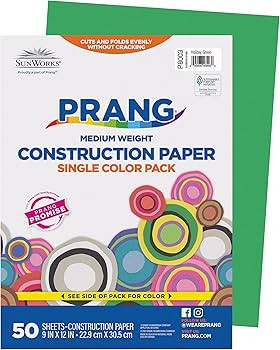 Prang (Formerly SunWorks) Construction Paper, Holiday Green, 9" x 12", 50 Sheets | Amazon (US)
