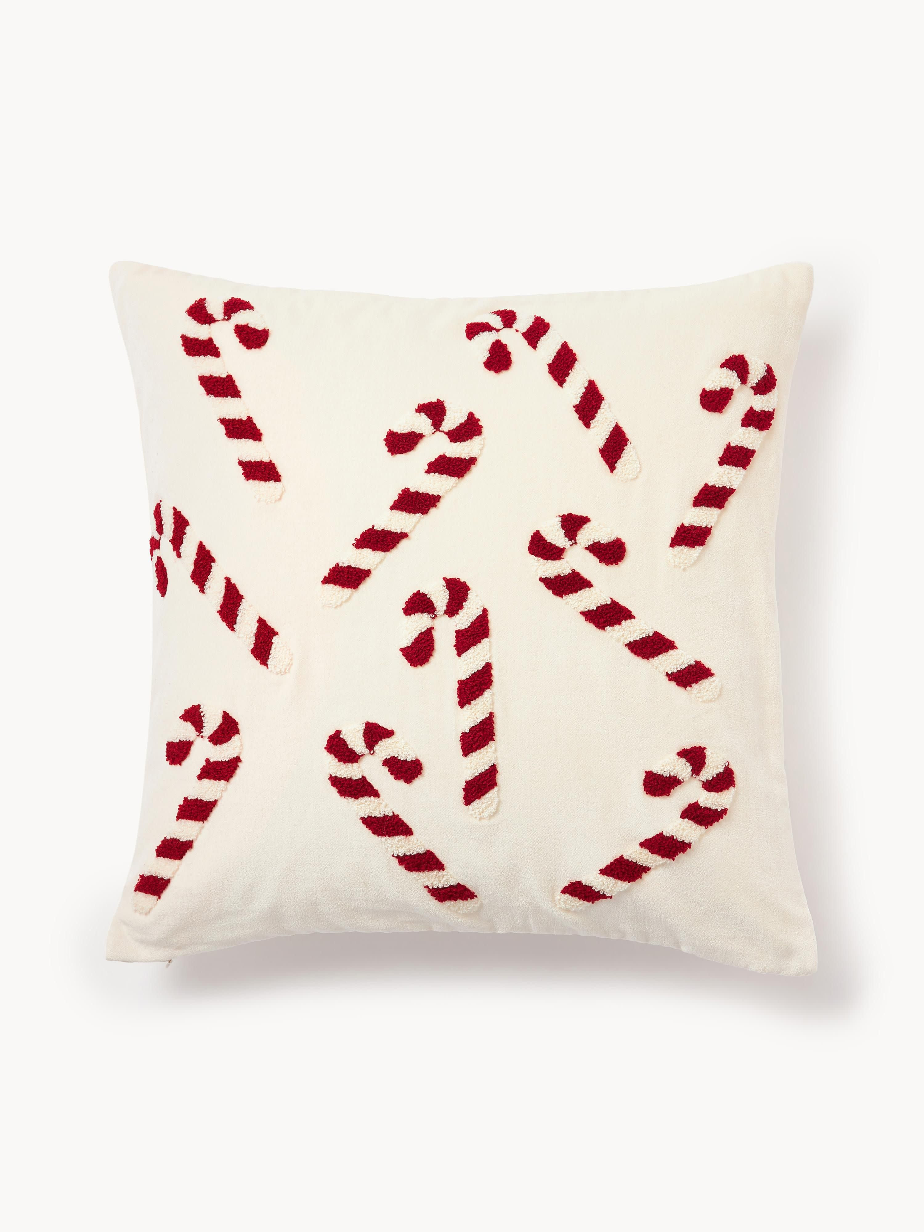 Velvet Cushion Cover Darva with Tufted Candy Cane Pattern | Westwing EU