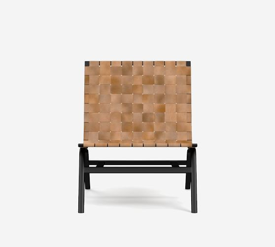 Shay Woven Leather Accent Chair | Pottery Barn (US)