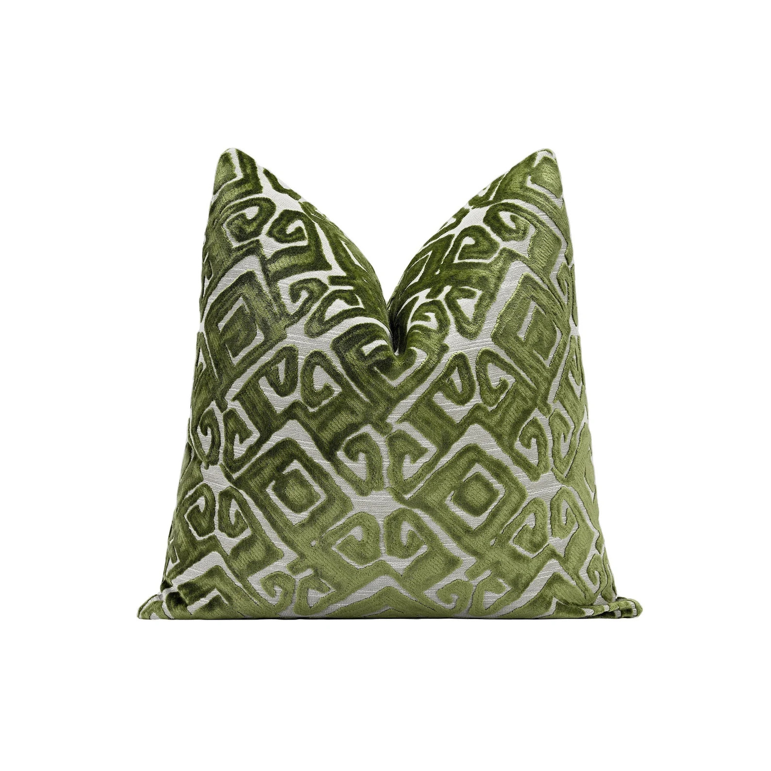 Tribal Inspired Velvet Pillow Cover, Chartreuse Green Designer Cut Velvet Throw Pillow Cover 18x1... | Etsy (US)