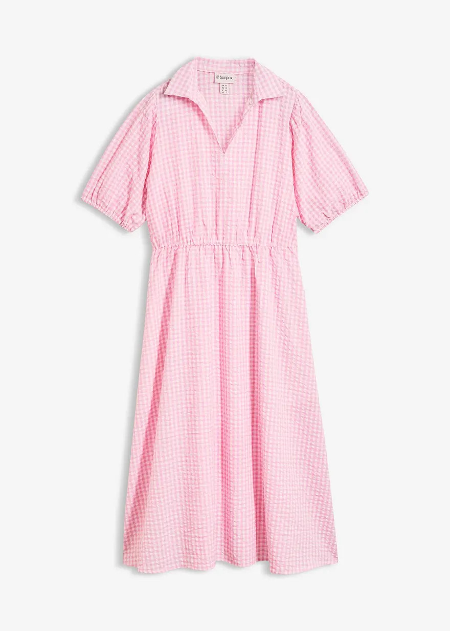 Seersucker-Midikleid aus reiner Baumwolle | Bonprix DE