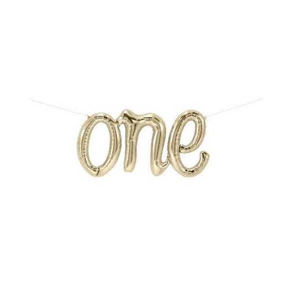 "One" Script Foil Balloon Gold | Target