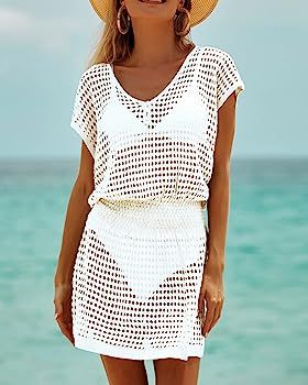 Jeasona Beach Coverups for Women Bathing Suit Swimsuit Swim Cover Up Crochet Dress | Amazon (US)