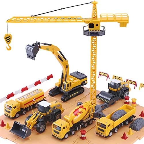 iPlay, iLearn Construction Site Vehicles Toy Set, Kids Engineering Playset, Tractor, Digger, Cran... | Walmart (US)