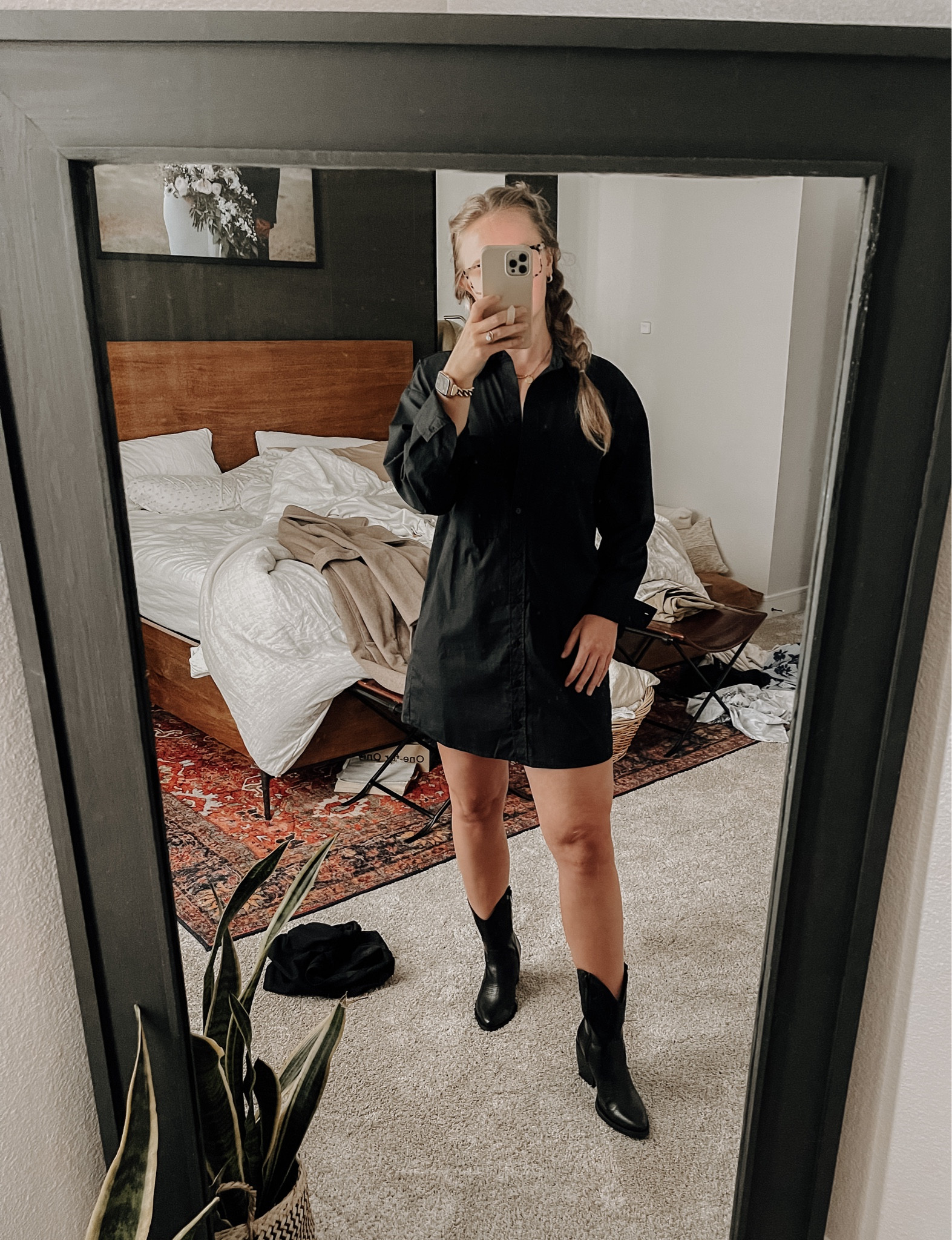 This dress is gone in black but all the other colors are on sale - I just bought in the blue stripe too! These boots are tts and the perfect short cowboy bootie, I got 7.5

#LTKunder100 #LTKsalealert #LTKshoecrush