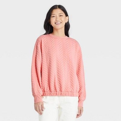 Women&#39;s Quilted Sweatshirt - A New Day&#8482; Pink M | Target