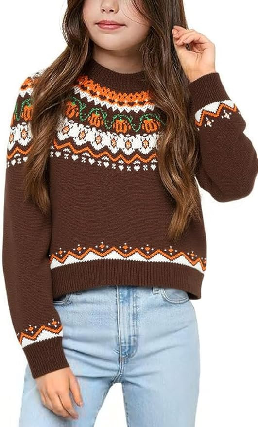 Qbily Girl's Fall Winter Pullover Sweater Casual Halloween Christmas Knitted Sweater 5-14 Years B... | Amazon (US)
