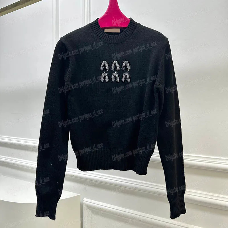 Rhinestone Sweater Women Knitted T Shirt Casual Long Sleeve Jumper Tops Luxury Brand Black Elegan... | DHGate