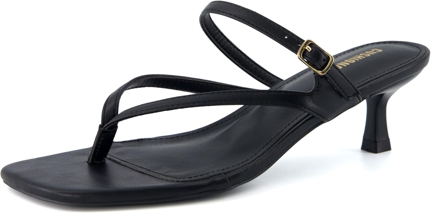 CUSHIONAIRE Women's Madrid Strappy Kitten Heel Sandals +Memory Foam, Wide Widths Available | Amazon (US)