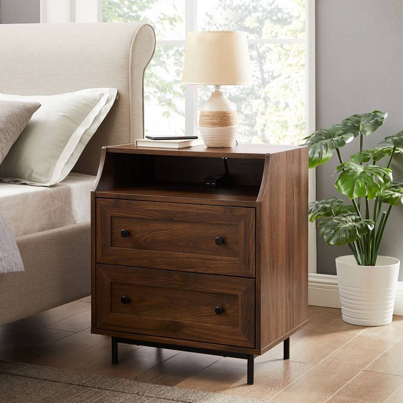 Transitional 2 Drawer Nightstand with USB Port - Saracina Home | Target