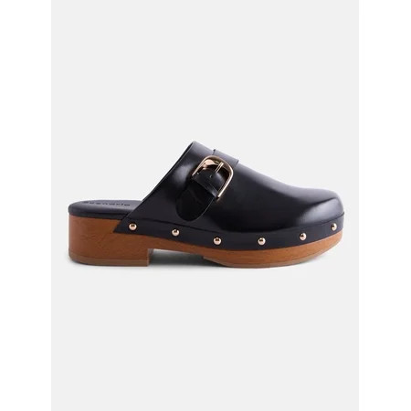 Scenario Women s Studded Faux Leather Platform Clogs | Walmart (US)