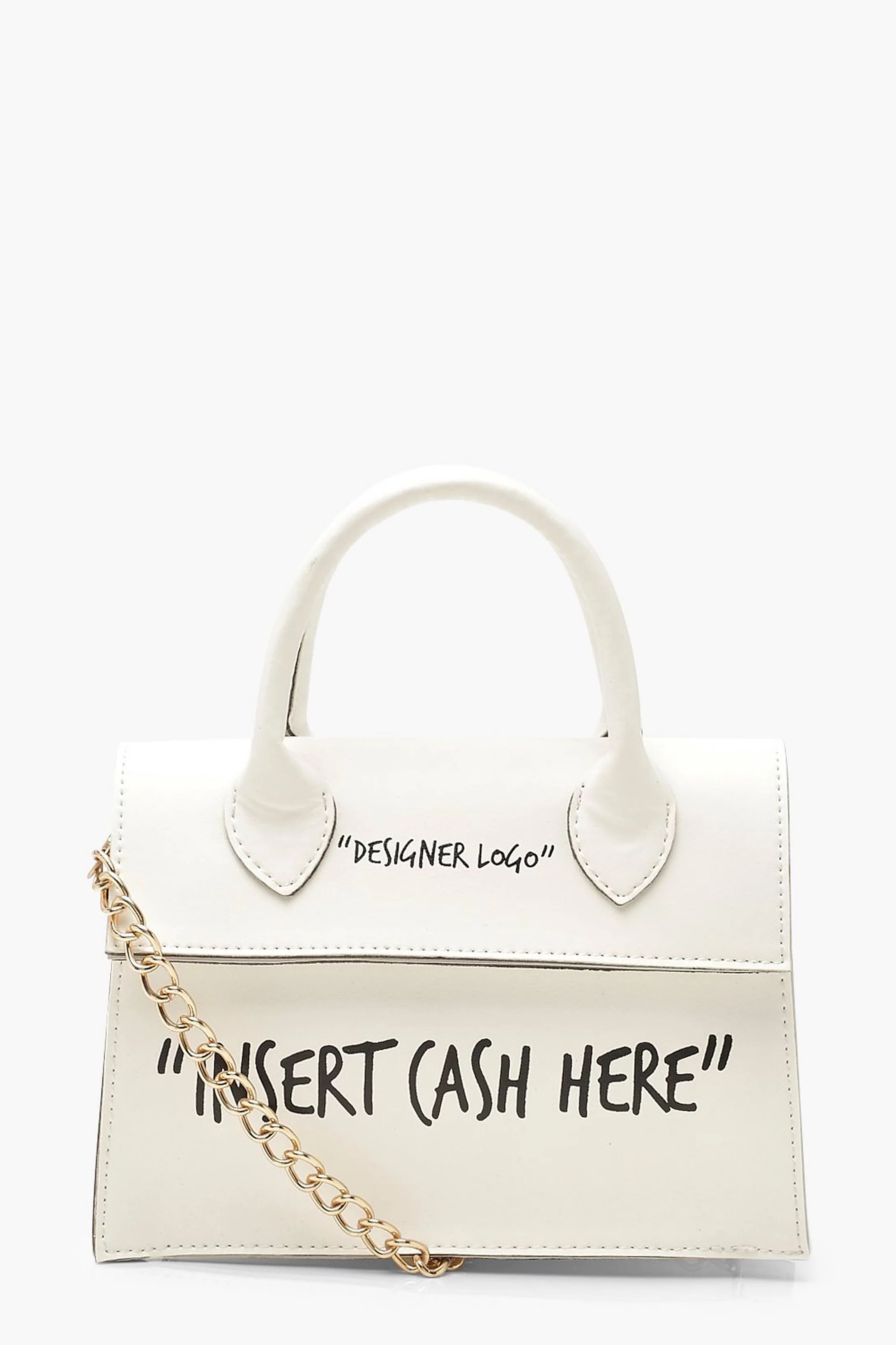 Insert Cash Here Slogan Structured Cross Body Bag | Boohoo.com (UK & IE)