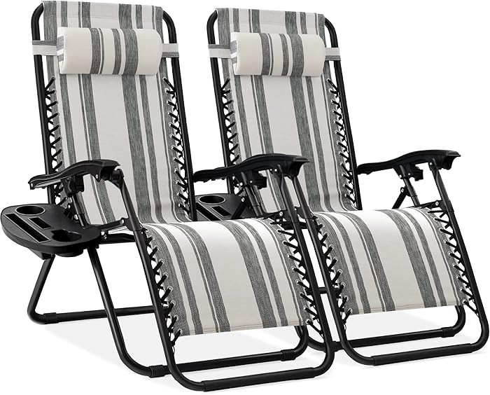 Best Choice Products Set of 2 Adjustable Steel Mesh Zero Gravity Lounge Chair Recliners w/Pillows... | Amazon (US)