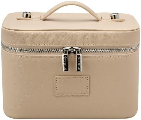 ETOILE - Mini Vanity Case Beige - Stylish Travel Makeup Bag Organizer With Removable Dividers | Amazon (US)