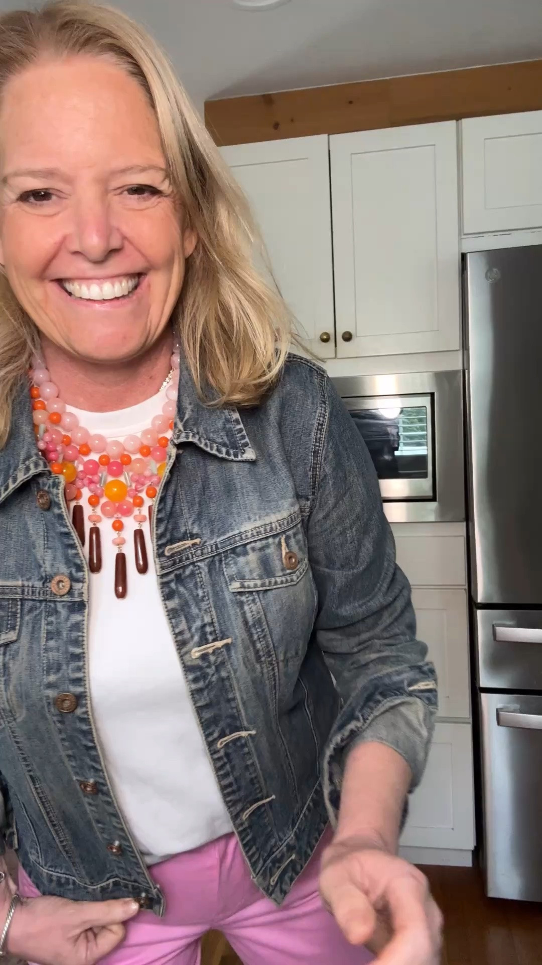 Pink pants on sale!  

TTS - wearing 6
Denim jacket is over 20 years old

#LTKootd #LTKSaleAlert #LTKOver40