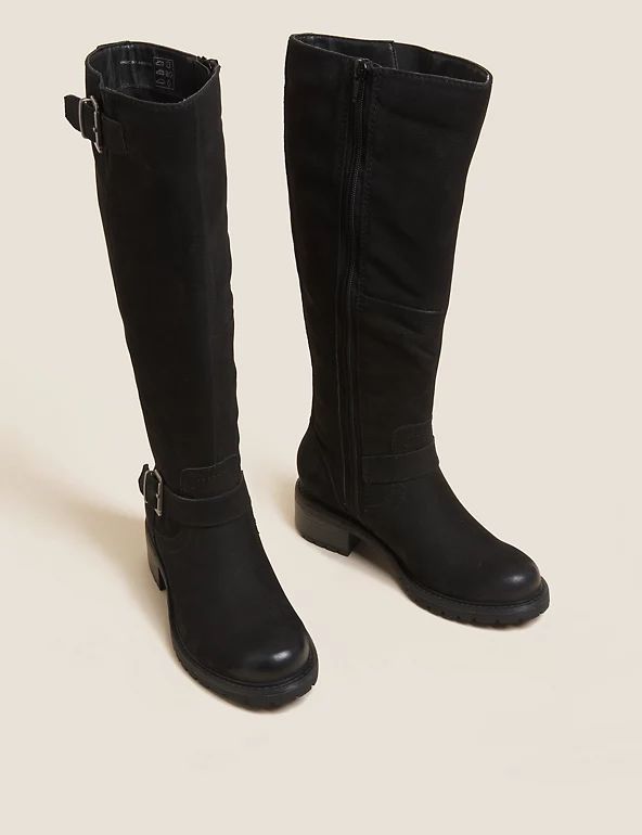 Wide Fit Leather Chunky Knee High Boots | M&S Collection | M&S | Marks & Spencer (UK)