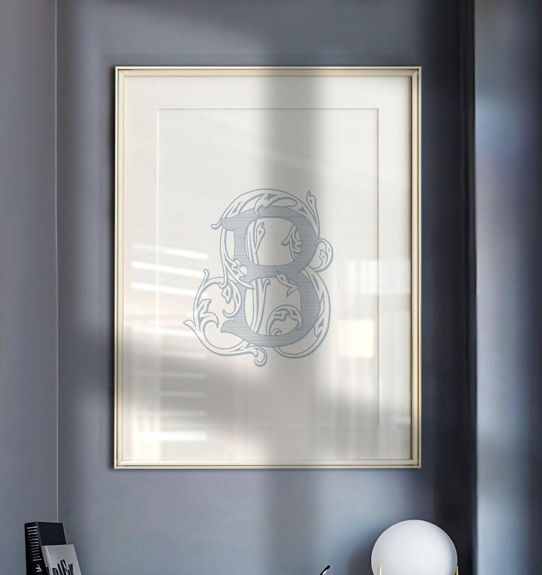 Blue Nursery Wall Art | Boy Nursery Wall Decor | Initial Boys Room | Single Letter Monogram Wall ... | Etsy (US)