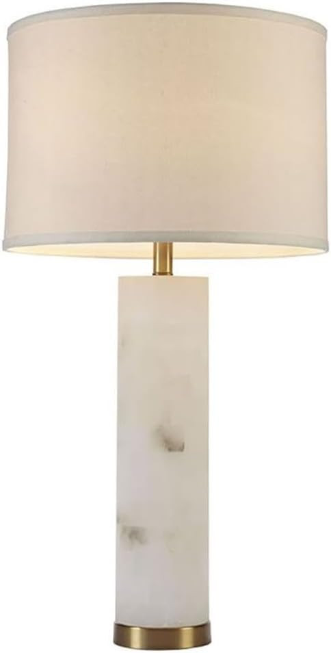 Pemberly Row Prague Table Lamp, 30 in Alabaster and Metal Base, White/Gold Finish, Fabric Drum Sh... | Amazon (US)