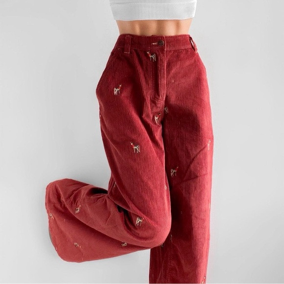We The Free reindeer embroidered clifton wide leg corduroy rust color | Poshmark