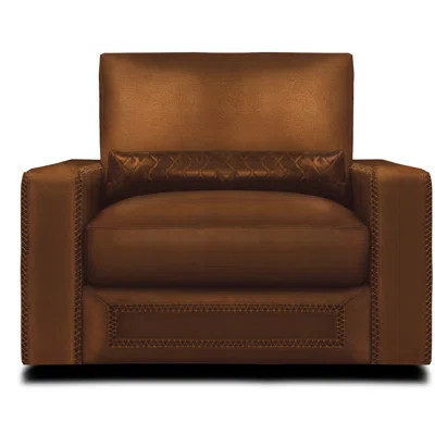 Downtown Cowboy 43" Wide Genuine Leather Swivel Club Chair | Perigold
