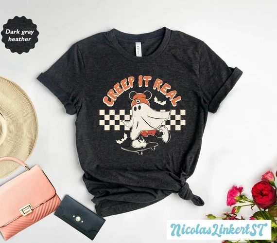 Retro Mickey Ghost Skateboarding Shirt Creep It Real Shirt - Etsy | Etsy (US)